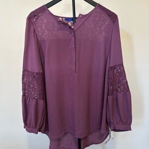 Kohl's Purple Lace Detail Blouse